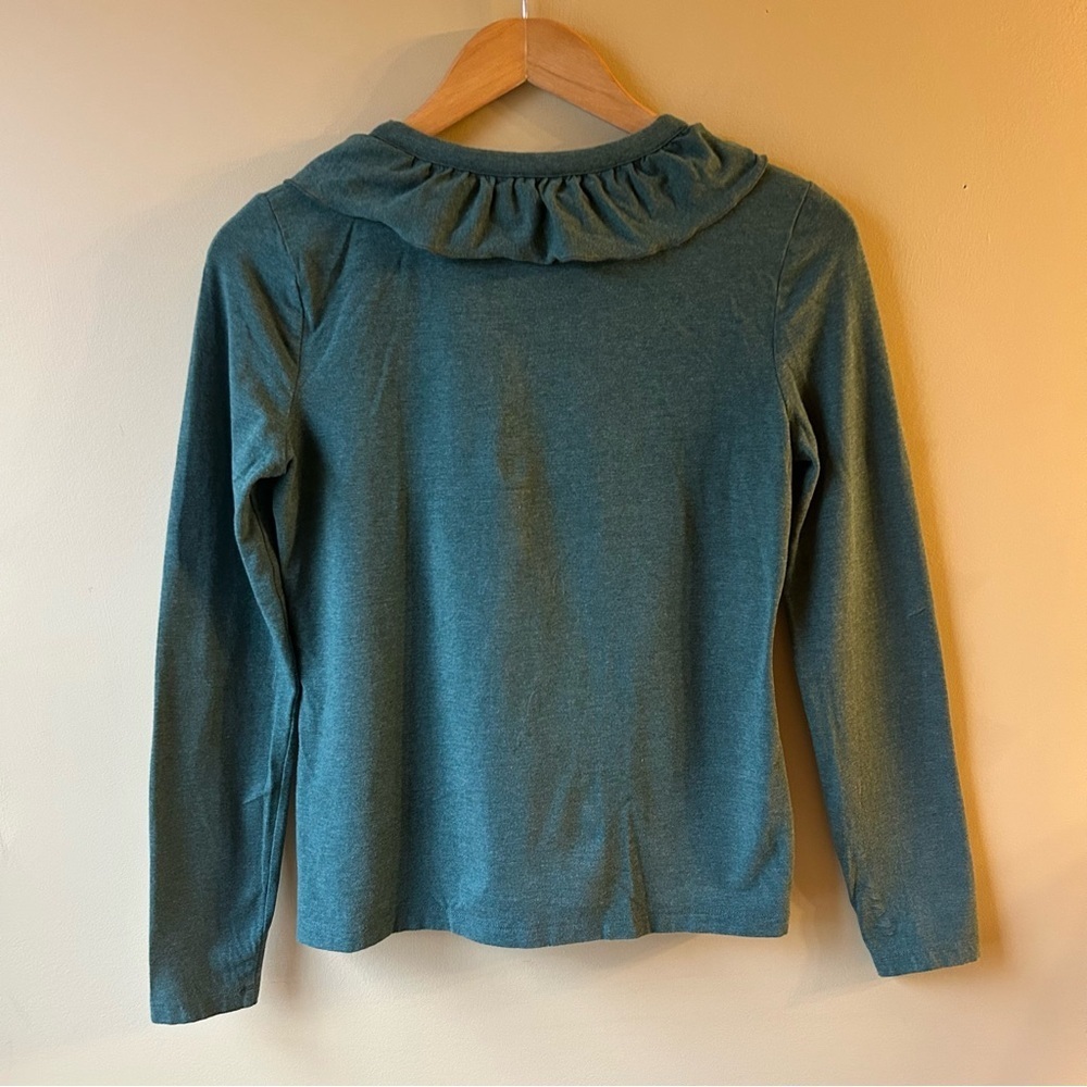 Brooks Brothers Women’s Small Dark Green Long Sleeve Top Ruffled Collar Shirt - Picture 5 of 10